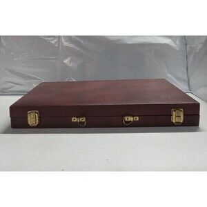 Vintage Backgammon Game Set (faux) leather case, Chips, Dice,  Cups Reiss Game